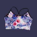 Top basic 1101'2 azul c/flores rosa