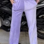 Pantalón recto de plush 2515'5 lila