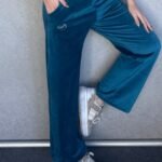 Pantalón recto de plush 2515'5 azulino