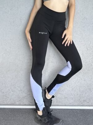 Calza cintura alta combinada 7005'1 negro c/lila